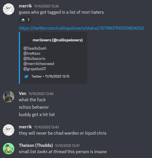 -got put on a hitlist by a mori superfan
